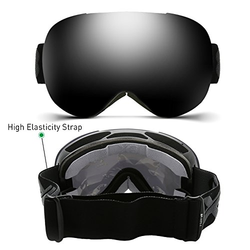 Ski Goggles, OTG Snowboard Goggles 100% UV Protection, Snow Goggles Anti-fog, Helmet Compatible, Interchangeable Lens for Men Women Skiing Snowmobile Skating