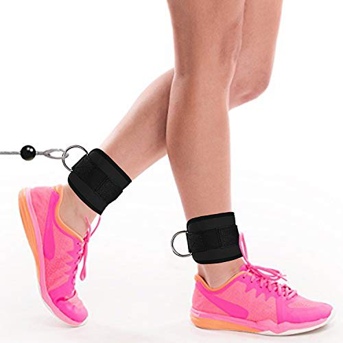 Zrova Ankle Straps for Cable Machines, Adjustable Ankle Straps for Legs Workout (Black)