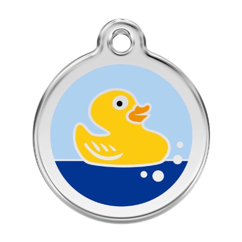 Custom Engraved Stainless Steel and Enamel Dog ID Tag - Rubber Ducky (Small)