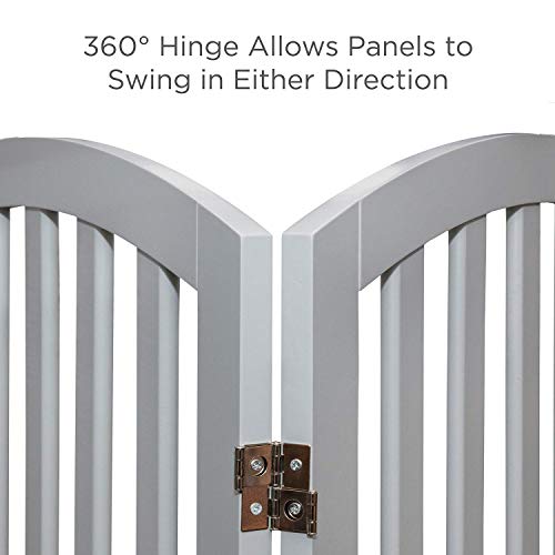 Arf Pets Free Standing Wood Dog Gate, Expands Up to 74" Wide, 31.5" Tall - Bonus Set of Foot Supporters Included – Grey Color (Certified Refurbished)