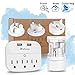 Multi Plug Outlet, 3 Outlet 2 USB Port Wall Charger with Universal Travel Adapter, 250V to 110V Voltage Converter for US/UK/EU/AU/CN/JP Worldwide Plug Adapter (White)