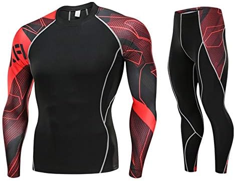 Zainafacai Men's Athletic Lightweight Fitness Sports Suit Long Sleeve Shirt+Pants Durable