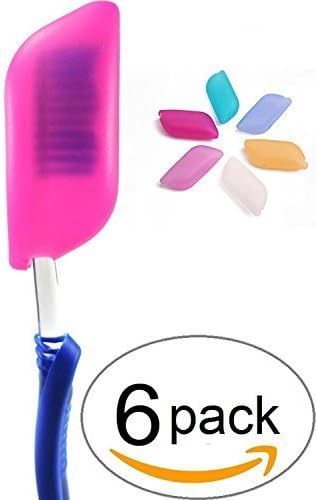 GYBest 6-Pack Silicone Toothbrush Holder Covers - Great Protective Case for Home, Travel, Outdoor & Camping - Hygienic and Anti-bacterial by GYBest