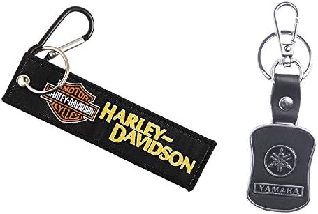 Myesha Key Chain Pack of 2, Multi Colour Bike Key Chain Key Rings Cloth Locking Doublesided Harley Davidson Design and Yamaha Design Metal Key Chain