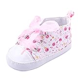 Weixinbuy Baby Girl's Floral Prewalker Soft Sole Ribbon Non-slip Sneaker