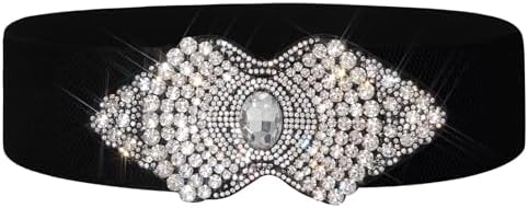 Choleeki Stretchy Rhinestone Wide Belt Elastic Crystal Thick  display picture 1