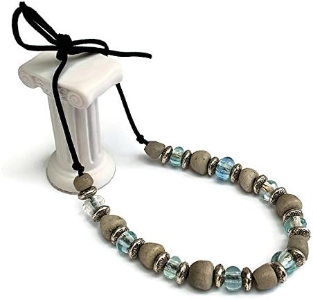 Women's Handmade Adjustable White Recycled Glass Powder Bead Beaded Necklace Fair Trade Tanzania Africa