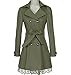 FV RELAY Womens Double-Breasted Bowknot Long Trench Coat with Belt and Lace Hem