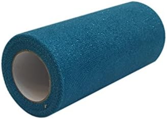 6 Inches x 10Yards Sparkling Tulle Ribbon Roll Glitter Tulle Spool for DIY Craft, Gift Wrapping, Decoration, Clothes, Wedding (lake blue)