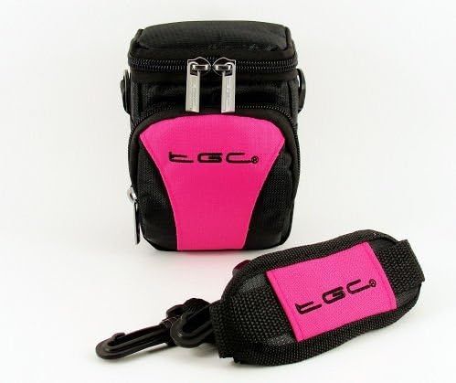 The TGC ® Anti-Shock Camera Case for Casio QV-R100 (Jet Black & Hot Pink)