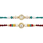Set of 2 Multicolor Rakhi Thread for Brother Bhaiya with Multicolor Beads for Rakshabandhan Rakhee Bracelet