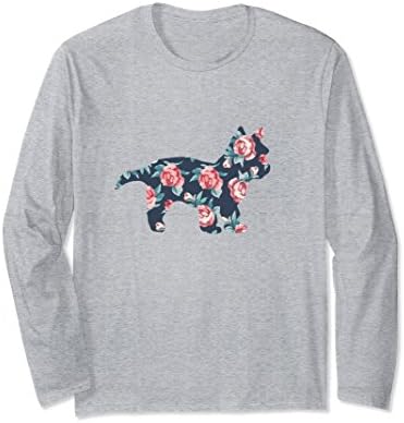 Unisex Yorkie Floral Roses Graphic Long Sleeve T Shirt Yorkshire Medium Heather Grey