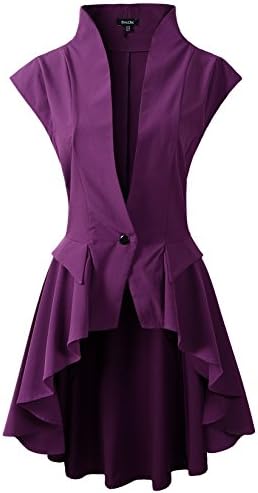 Womens Gothic Steampunk Tail Vamp Long Victorian Waterfall Waistcoat Jacket Top