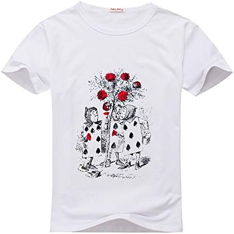 Alice in Wonderland Painting the Roses red men's Crew Neck Tee shirt White XXX-Large