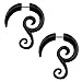 ZS 16g Graceful Tribal Spiral Fake Gauges Acrylic Ear Tapers Fake plugs Horn stud earrings (Black Spiral-style)