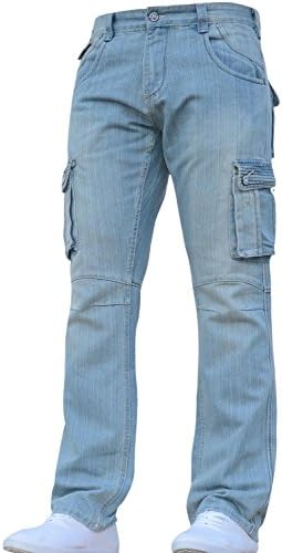 McCarthy New Mens Designer Branded Heavy Duty Multi Pocket Dark Cargo Combat Denim Jeans Pants All Waist & Leg Sizes