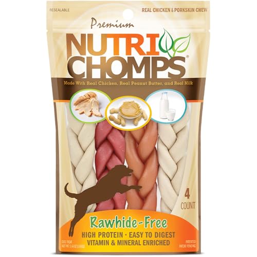 NutriChomps Dog Chews, 6-inch Braids, Easy to Digest, Rawhide-Free Dog Treats,…