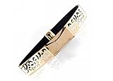Women Fashion Gold Metal Keeper Metallic Big Mirror Bow Wide Obi Belts