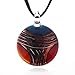 Chuvora Hand Blown Venetian Murano Glass Multi-Colored Red Blue Yellow Round Pendant Necklace, 18-20 inches