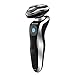 HaloVa Electric Razor, 3D Rotary Floating Blades, USB Rechargeable Men's Shaver, Shave Wet and Dry, Whole Body Washable 4 in 1 with Nose Trimmer, Sidebums Razor, Facial Brush, Black