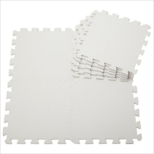 Ensunpal 9pcs Soft EVA Foam Floor Mats Interlocking Foam Exercise Gym Decor for Baby Room,White