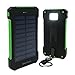 MeliTech Portable Solar Charger Waterproof Mobile Power Bank 20000mAh External Backup Battery Dual USB 5V 1A/2A Output With LED Flashlight and Compass For Phones Tablet Camera iPhone Samsung - Green