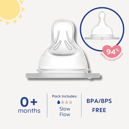 MAM Bottle Nipples Slow Flow Nipple Level 1, for Newborns and Older, SkinSoft Silicone Nipples for Baby Bottles, Fits All MAM Bottles, 2 Pack