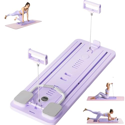 Foldable Pilates Reformer Board with Ab Roller, Ab Exercise Machine, Multi-Functional Pilates Board for Home Workouts, Full Body Pilates Core Trainer, Abdominal Board
