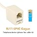URBEST 2 Pcs RJ45 8P4C Plug to RJ11 6P4C Female M/F Telephone Ethernet Adapter (Beige)