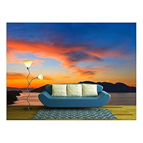Beautiful Sunset in Greece - Removable Wall Mural | Self-Adhesive Large Wallpaper - 66x96 inches
