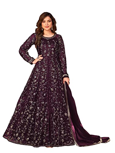 RoohVastra Indian tradition ready to wear heavy net embroidered gown type plus size salwar kameez suit for women (2522)