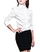 Allegra K Lady Chic Point Collar Long-sleeved Button Down Ruched Shirt medium white