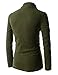 (GD93) Slim Stylish Unbalanced Metallic Leather Point Knitted Cardigan Sweaters Khaki US L(Tag Size XL)