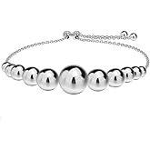 Savlano 925 Sterling Silver 14K Gold Plated Italian Solid Adjustable Bolo Graduated Bead Ball Slider Bracelet Comes With Gift Box for Women - Made in Italy