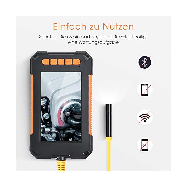 RAGU Endoskopische Kamera, IP67 1080P HD 4,3 Zoll LCD-Bildschirm Inspektionskamera mit 8 Dimmbaren LEDs 16,4 Fuß… – Bild 3