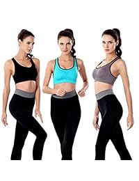 3 Pack Women Racerback Sports Bras High Impact Workout Yoga Gym Activewear Fitness Bra