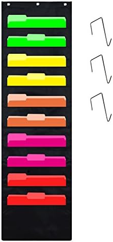VNOM Storage Pocket Chart with 10 Pockets Hanging Wall File Folder Organizer Storage for Classroom Home Office,3 Over Door Hangers Included,Organize Scrapbooks Paperworks Invoices Papers Stuff