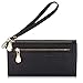 Augur Women's Matte Leather Wristlet Clutch Wallet with Wrist Strap Card Holder Evening (Black)