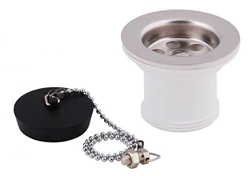 Kitchen Sink Stainless Steel Basket Strainer Waste 1 1/2" D 50mm with Plug