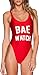 Women's Letter Print Backless One Piece Monokini Bikini,Red,Small