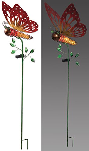 Sunset Vista Designs 92574 Orange Butterfly Garden Stake, Solar Powered Light