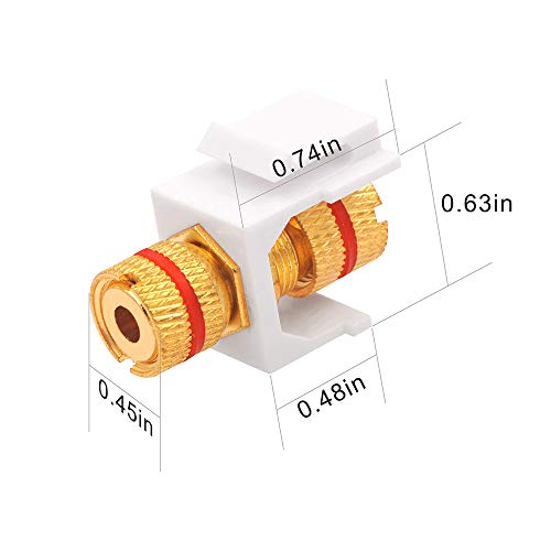 VCE Banana Jack Binding Post Keystone Jack Insert with Black & Red