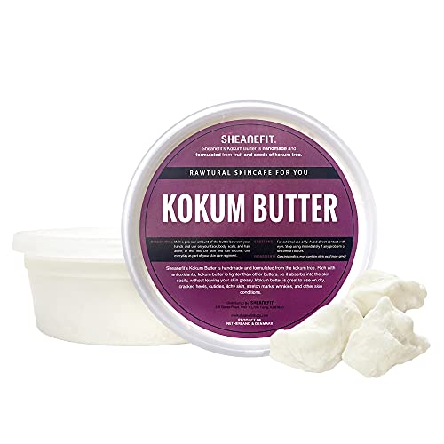 Sheanefit Raw Natural Kokum Butter, Natural Body Butter, Colorless Quick Absorbing Moisturizing For Face & Body (8 OZ)