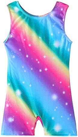 QoozZGymnastics Biketard for Girls Gymnastics Galaxy Printed Leotards Unitard