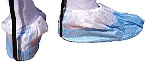 Elimistat Re-Usable Overshoes With Fixed Conductive Ribbon (Price per pair) (Blue/White)