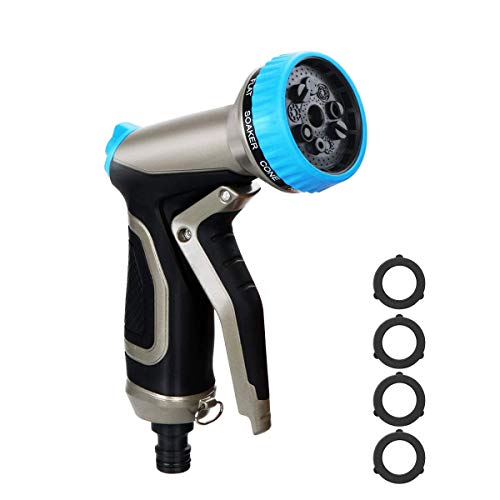 Dr. Prepare Garden Hose Nozzle, EForces Heavy-Duty Garden Hose Nozzle with 100% Metal Body, 9 Spray Patterns, and Flow Control Knob for Watering Plants, Cleaning, Car Wash, and Bathing Pets - Thumbnail 7