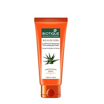 Biotique Bio Aloe Vera 30+ SPF UVA/UVB Sunscreen Ultra Soothing Body Lotion, 50ml