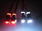 RC LED Light Kit- 2 white 5mm, 2 red 5mm pre wired 12 volt leds with bezels; and 9v battery connector- LEDRC-04