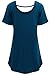 Meaneor Women's Casual Shirts Short Sleeve Tunic Tops Handkerchief Hem Teal XXL