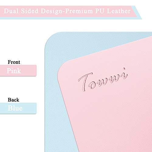 TOWWI Dual Sided Desk Pad, 24" x 14" PU Leather Desk Mat, Waterproof